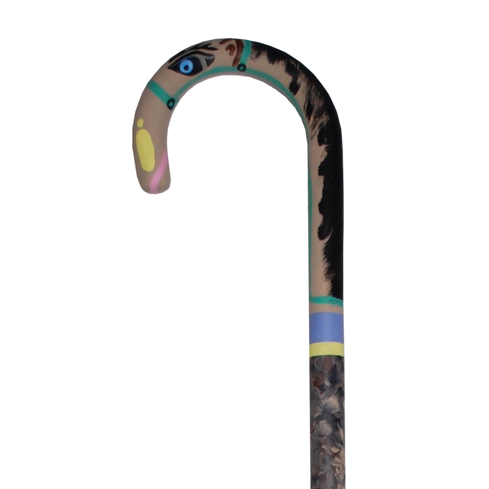 Hand painted Horse, Wooden walking cane, 16" - 36"